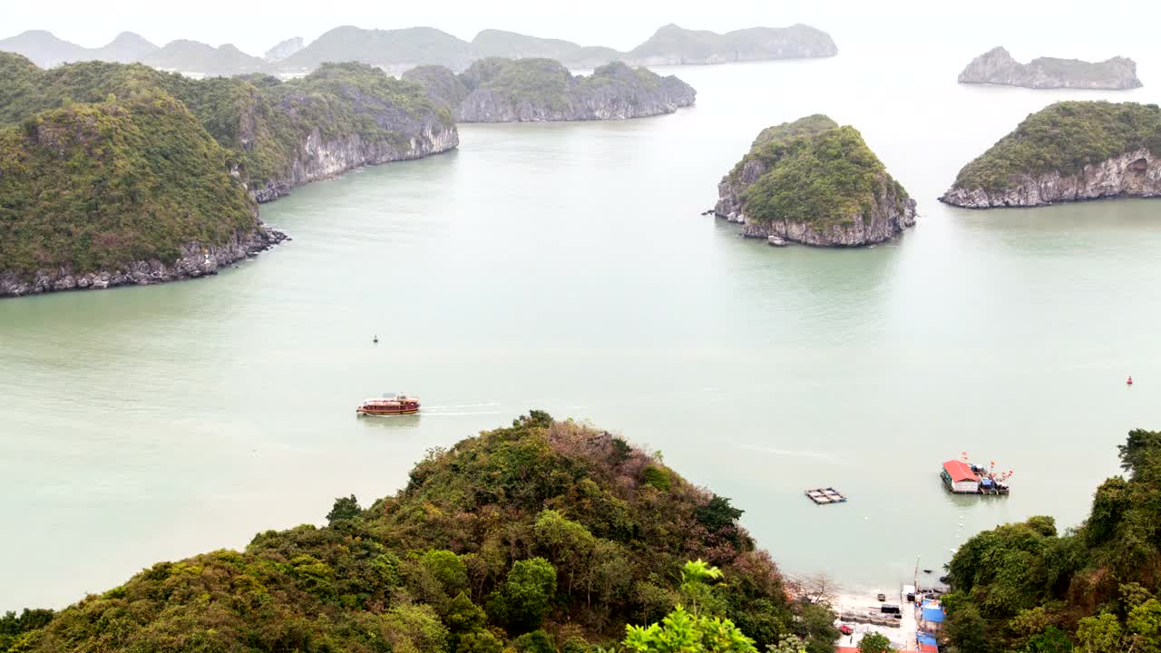   Stock Footage Vietnam Bay Landscape With Boats Live Wallpaper