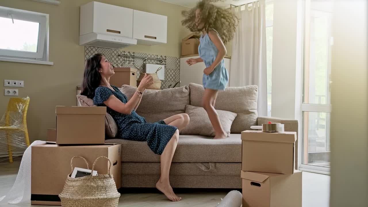   Stock Footage Very Happy Mother And Daughter In Their New Home Live Wallpaper