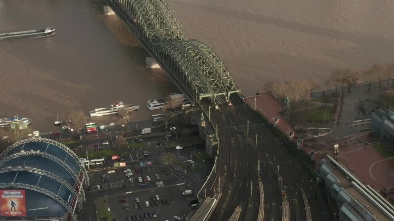   Stock Footage Vehicular Bridge Crossing The River Aerial View Live Wallpaper