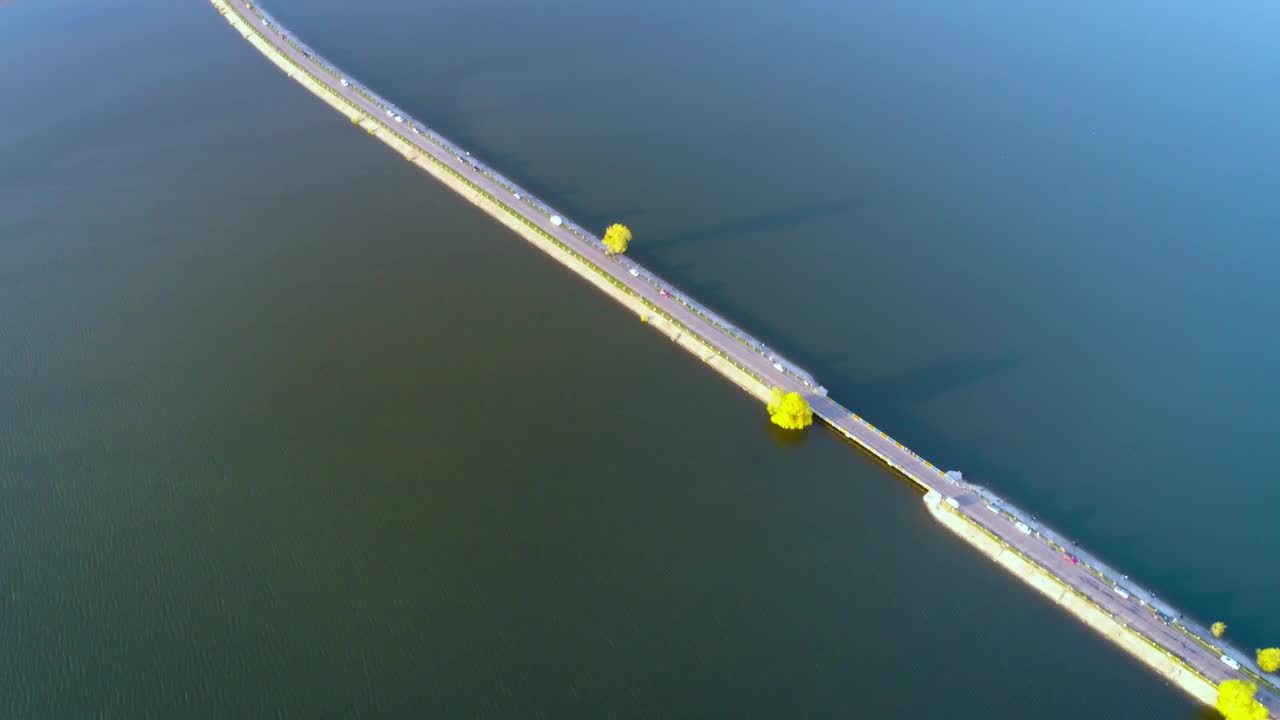  Stock Footage Vehicular Bridge On A Large River Or Lake Live Wallpaper