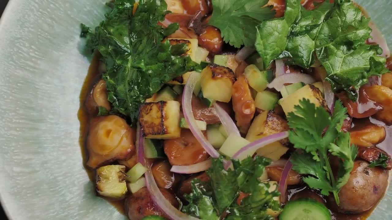   Stock Footage Vegan Looking Food On A Plate Live Wallpaper