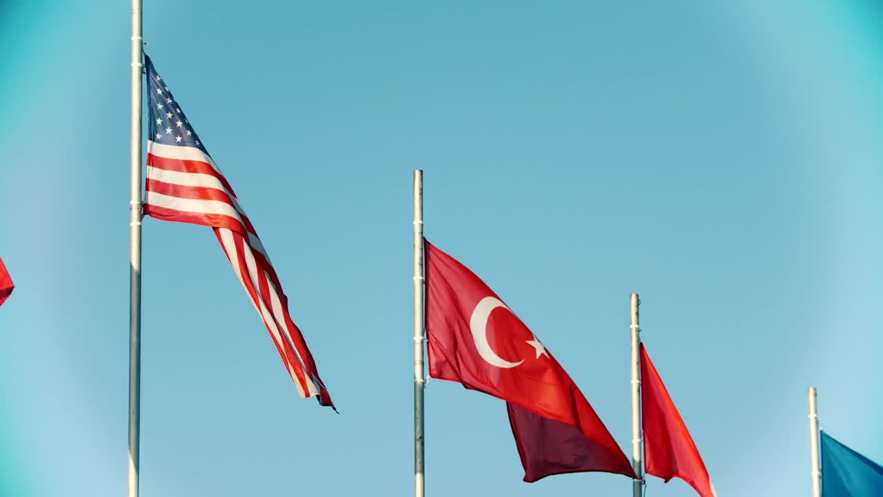   Stock Footage Us And Turkey Flags Blowing In The Wind Live Wallpaper
