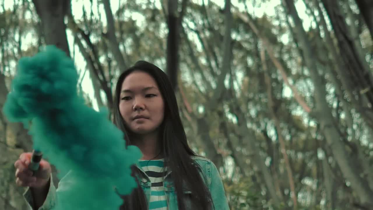   Stock Footage Urban Woman At The Forest Live Wallpaper