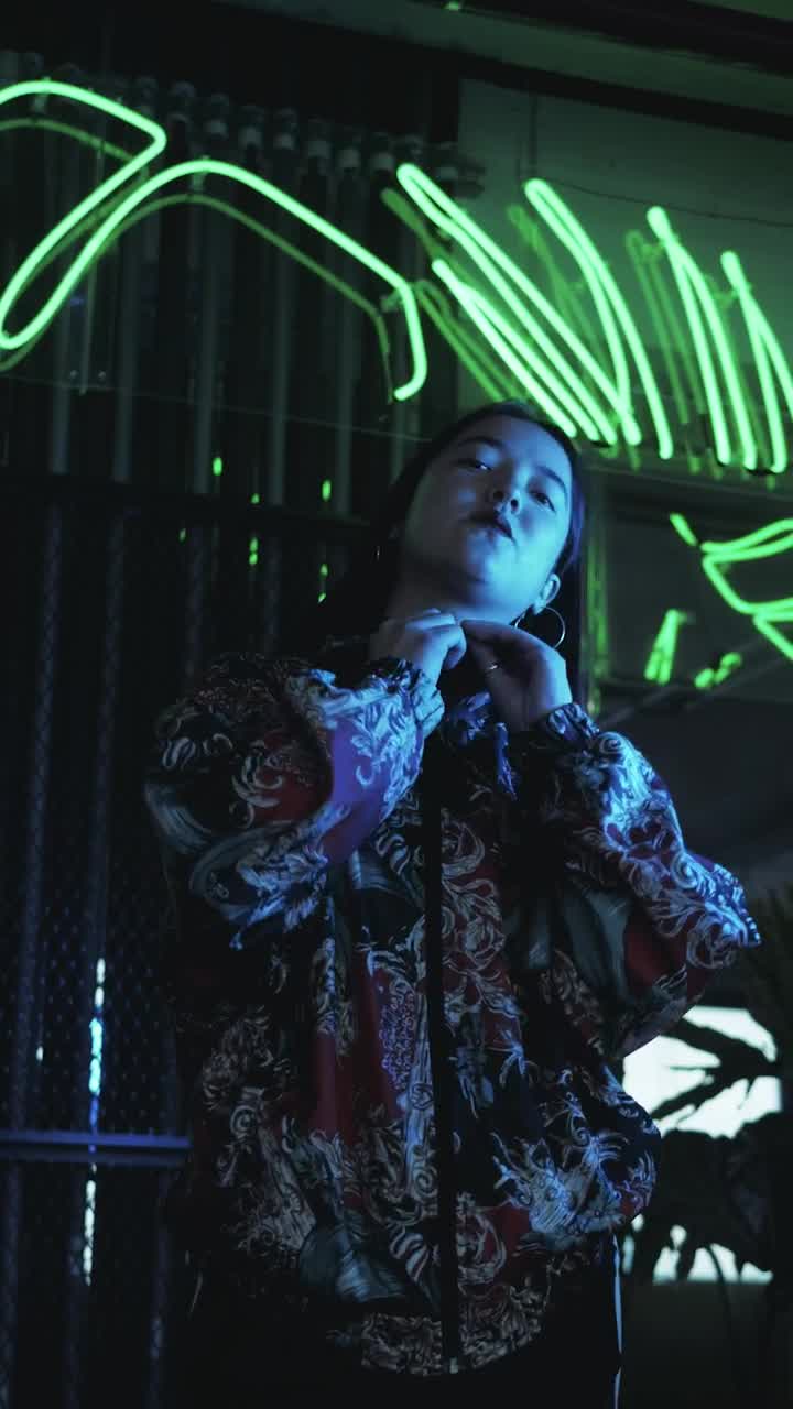   Stock Footage Urban Trendy Womans Portrait Taking Off A Sweatshirt Live Wallpaper