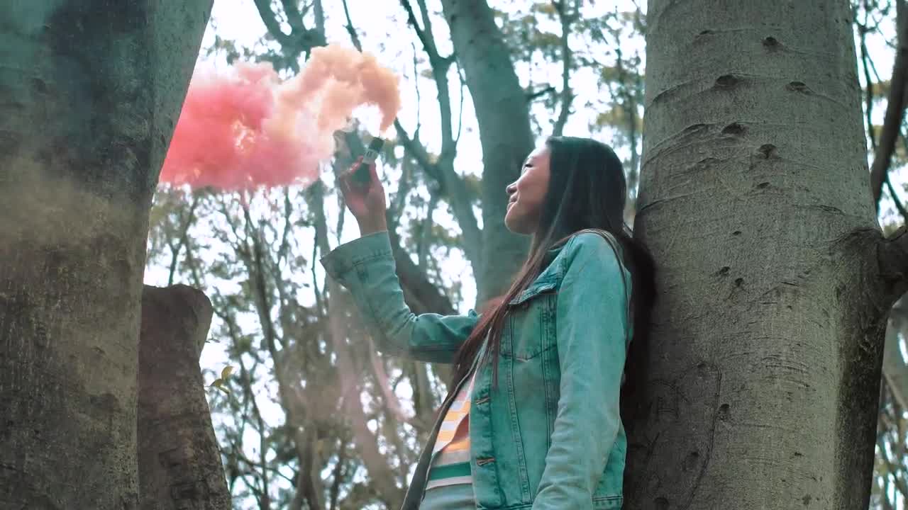   Stock Footage Urban Trendy Woman At A Forest Live Wallpaper