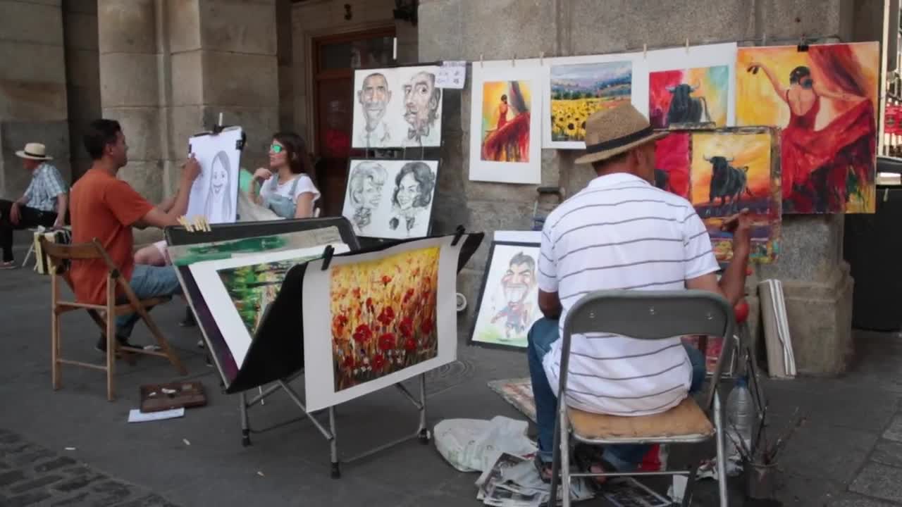   Stock Footage Urban Drawer And Painter Working In The Street Live Wallpaper