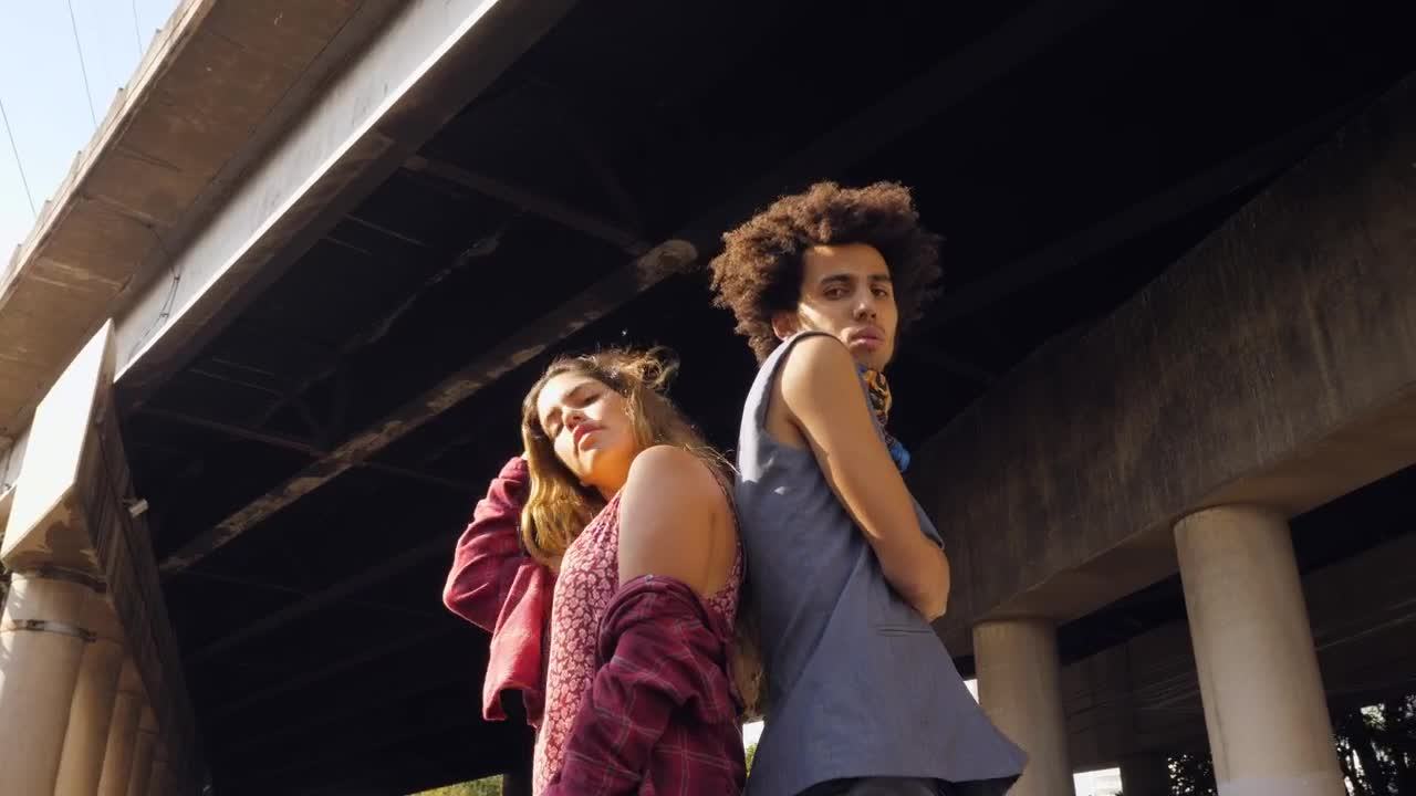   Stock Footage Urban Couple Standing Back To Back Live Wallpaper