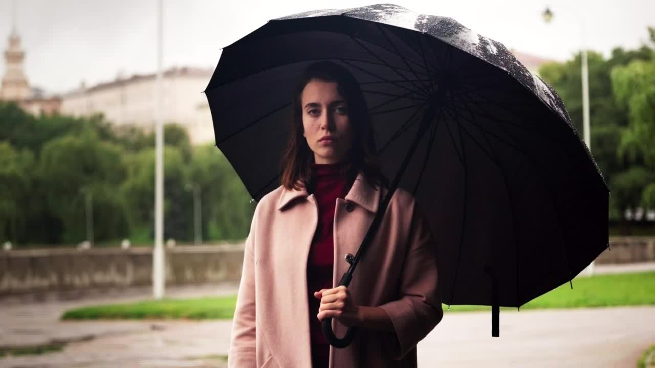   Stock Footage Unhappy Woman Standing In The Rain Live Wallpaper
