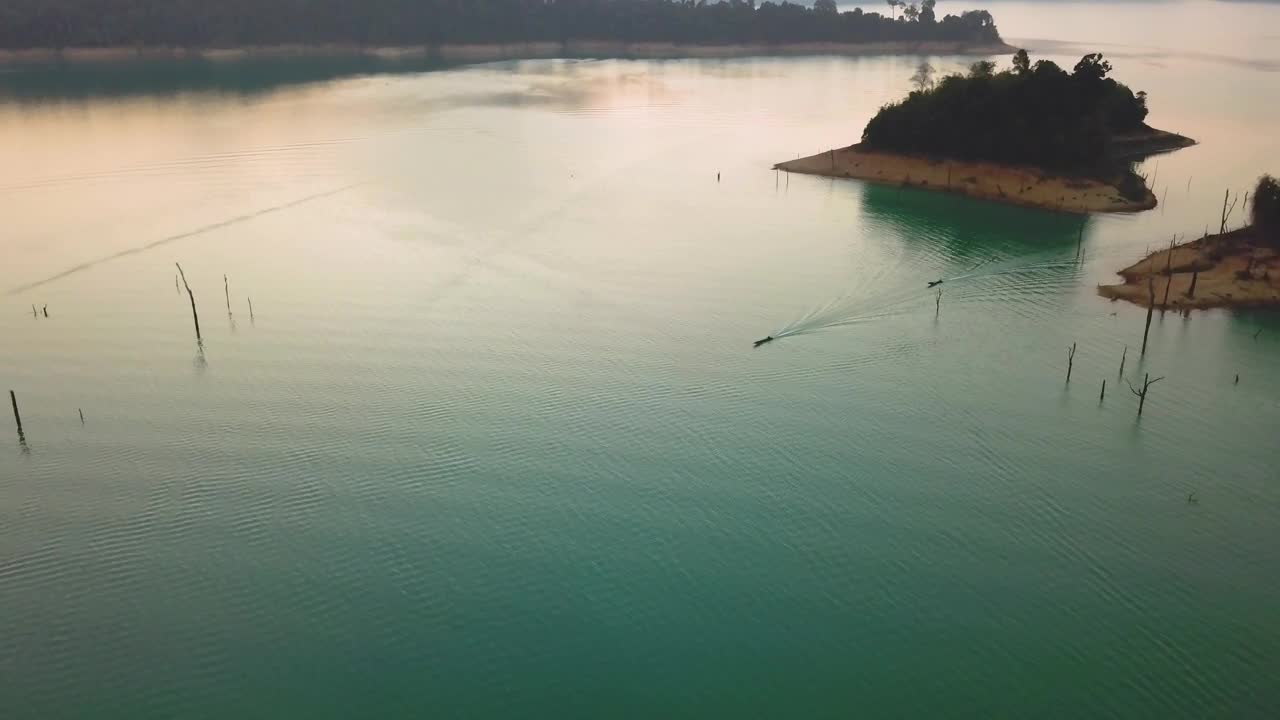   Stock Footage Two Speedboats On A Lake Seen From The Air Live Wallpaper