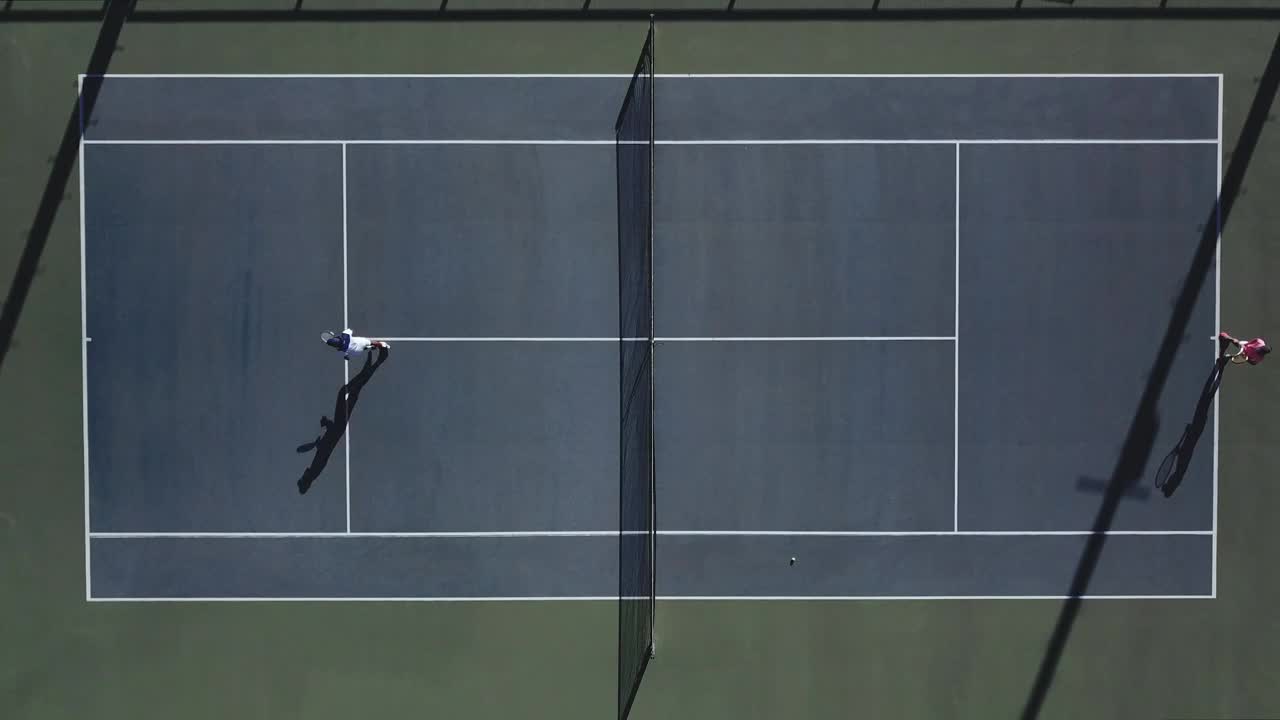   Stock Footage Two People Playing Tennis Aerial View Live Wallpaper