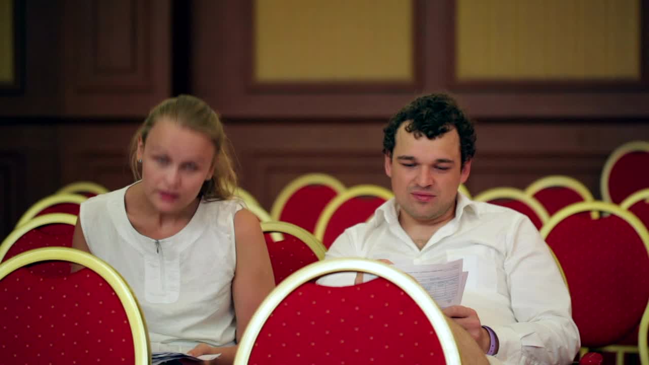   Stock Footage Two People In A Conference Hall Live Wallpaper