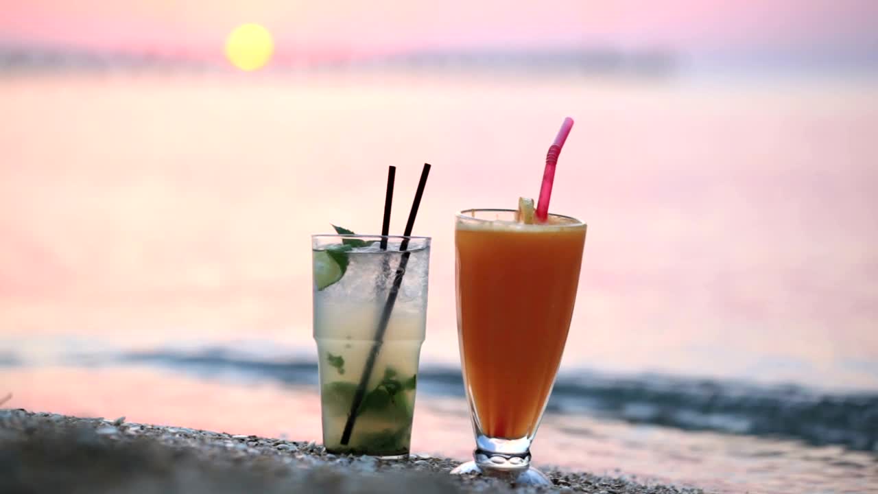   Stock Footage Two Cocktails On The Beach Live Wallpaper