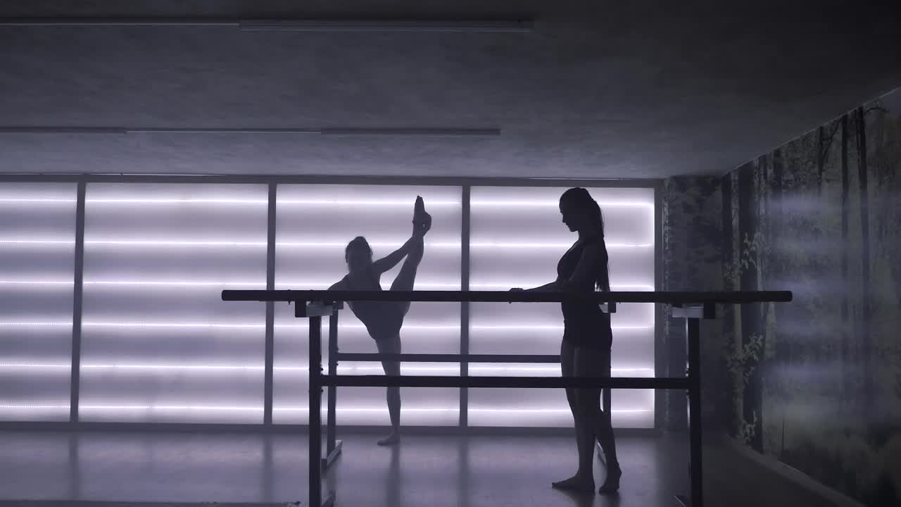   Stock Footage Two Ballet Dancers Warming Up At Ballet Salon Live Wallpaper