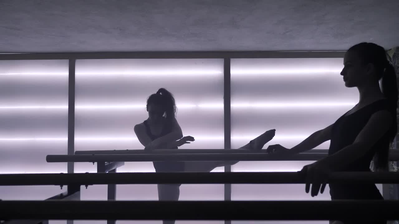   Stock Footage Two Ballet Dancers Stretching On A Barre Live Wallpaper