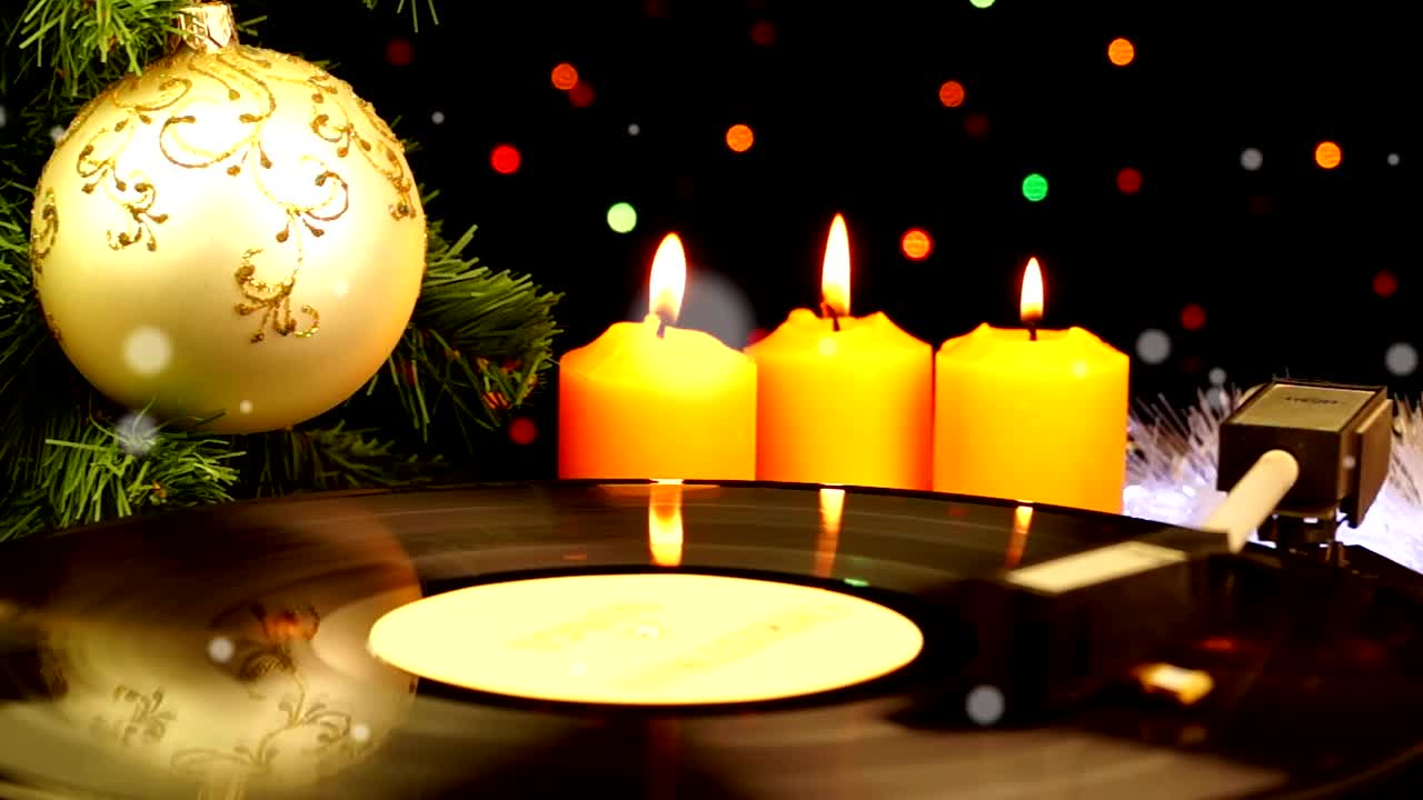   Stock Footage Turntable With Christmas Decoration Live Wallpaper