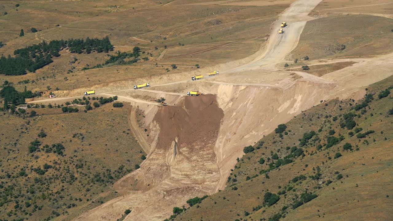   Stock Footage Trucks Dumping Dirt On A Construction Site Live Wallpaper