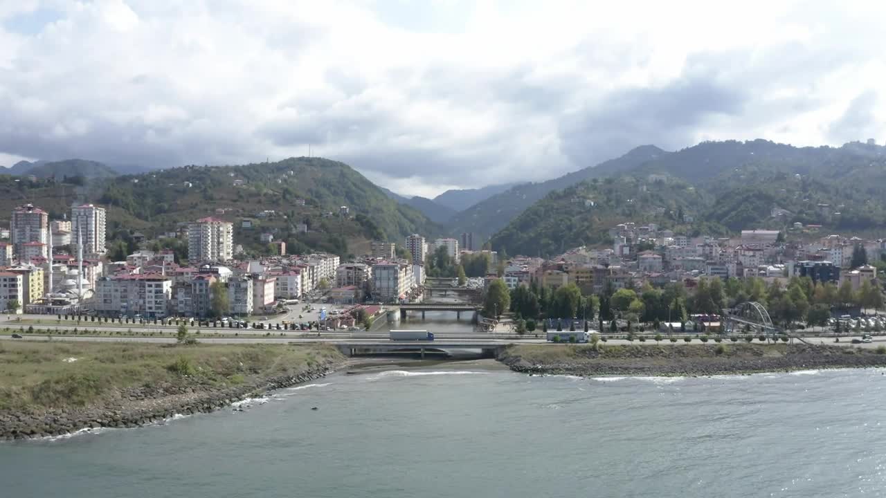   Stock Footage Truck Driving Over A Coastal Bridge Live Wallpaper