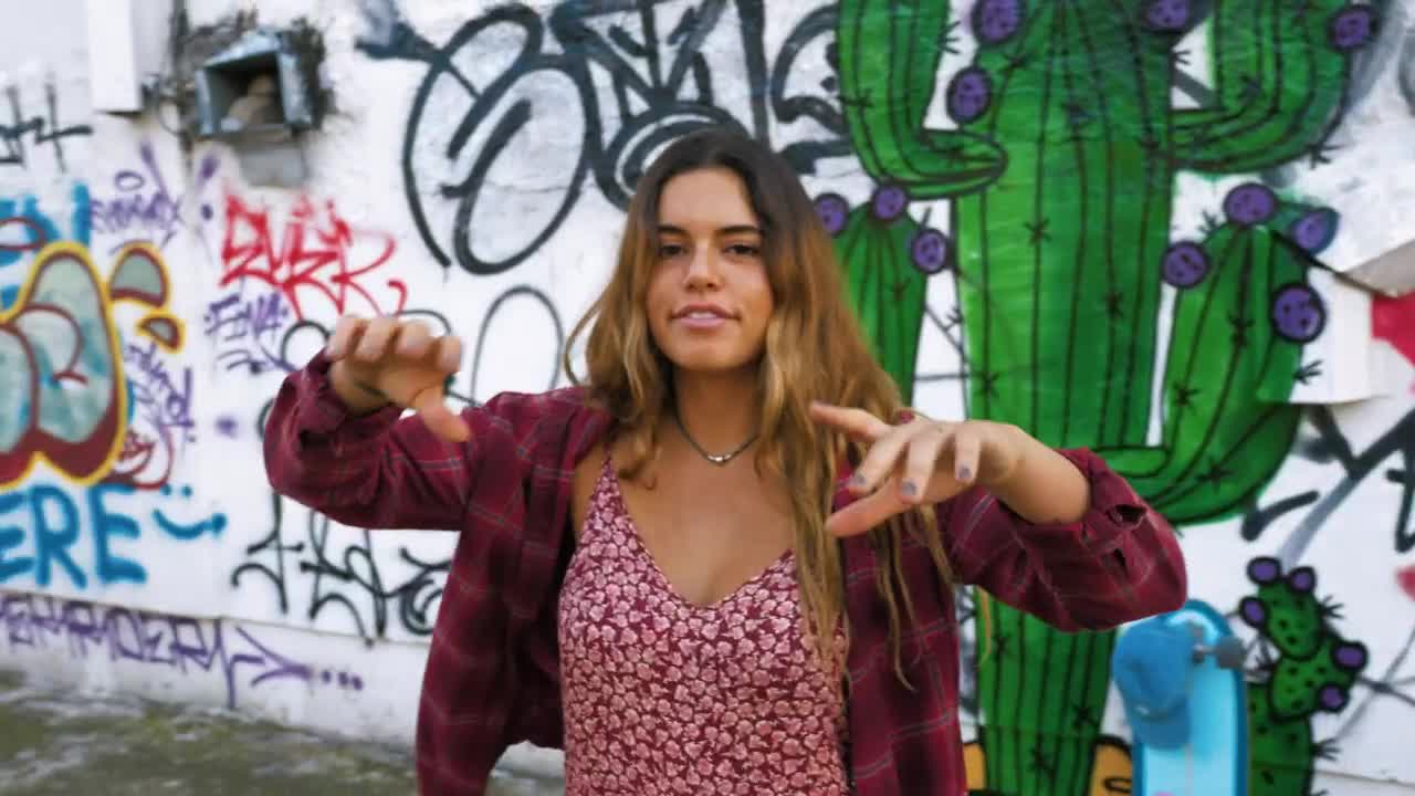   Stock Footage Trendy Woman Dancing In The Street Live Wallpaper