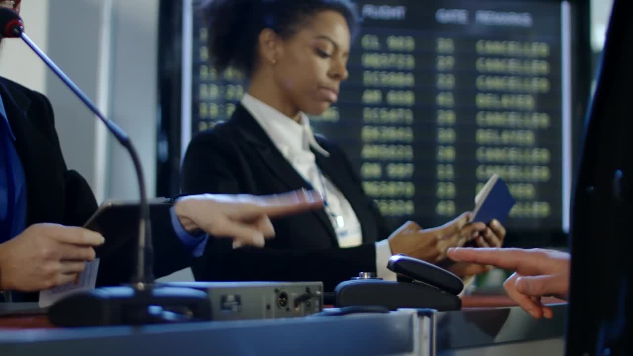  Stock Footage Travelers Using Fingerprints For Registration Live Wallpaper