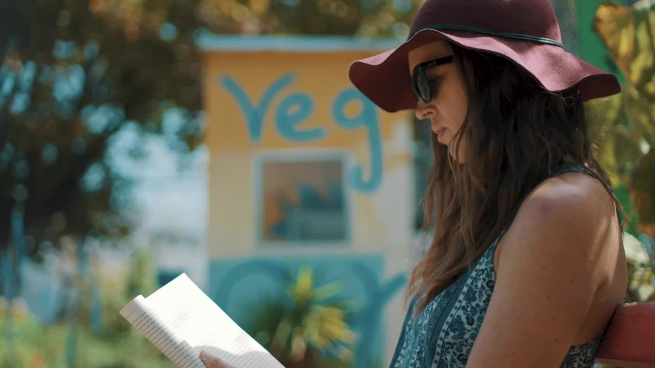 Stock Footage Young Woman Reading A Book On A Sunny Day Live Wallpaper Free