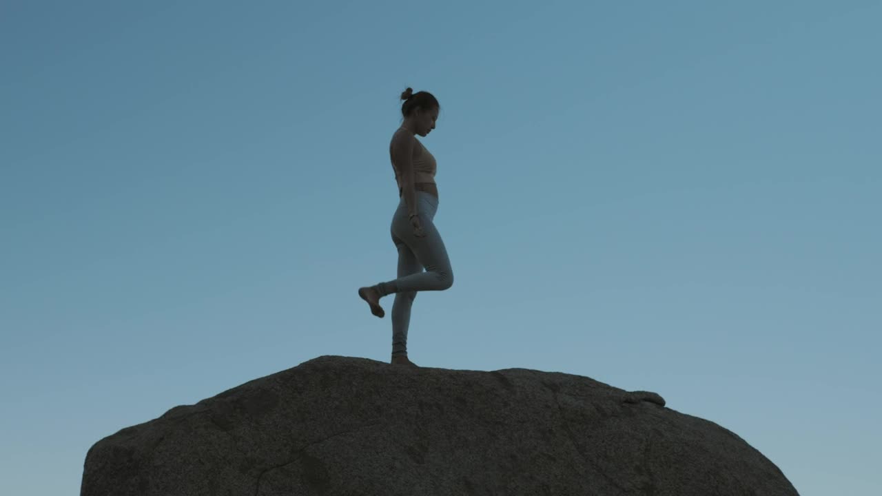 Stock Footage Woman Doing Yoga On A Boulder Live Wallpaper Free