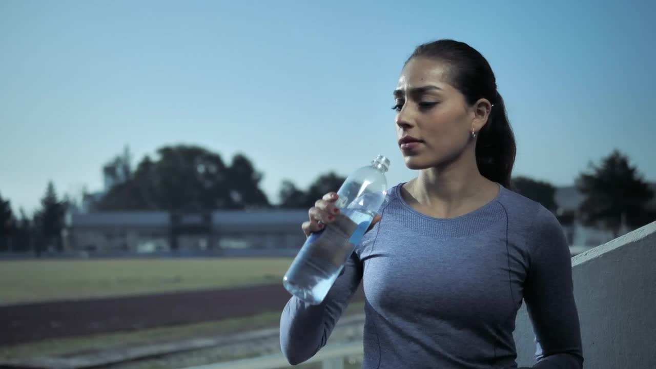 Stock Footage Woman Drinks From Water Bottle Live Wallpaper Free