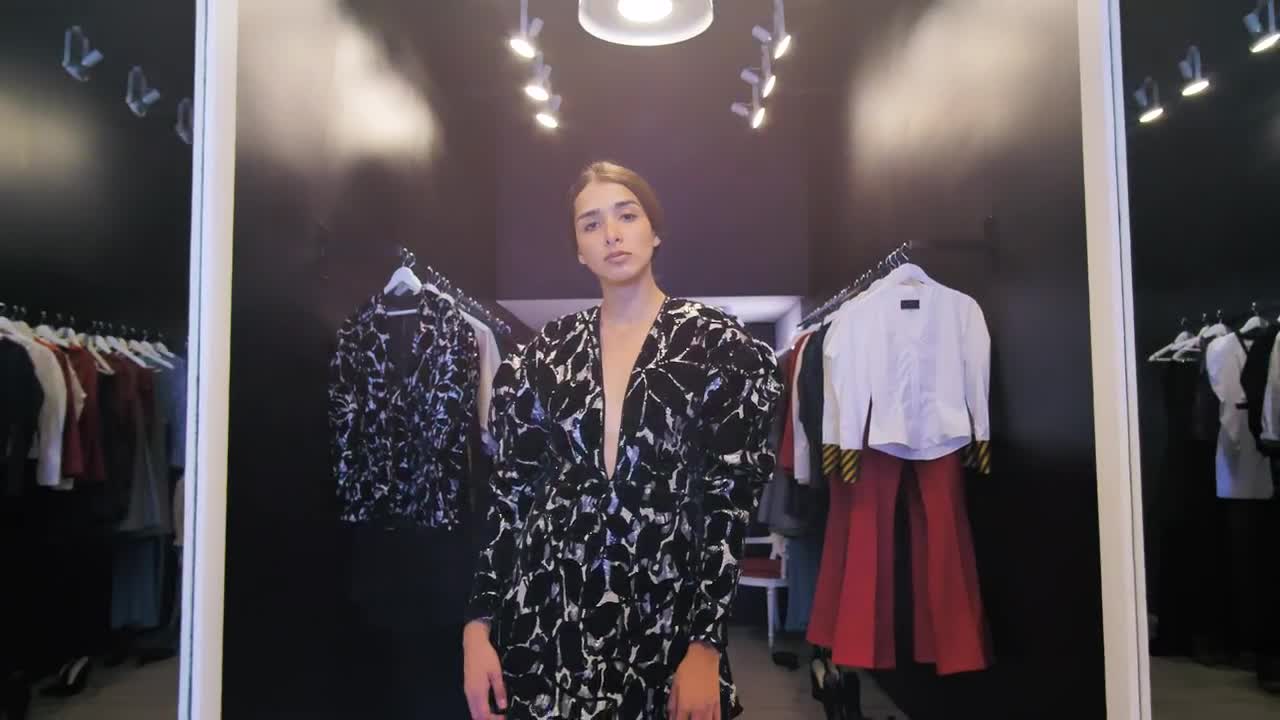 Stock Footage Woman Modeling A Short Black Dress Live Wallpaper Free