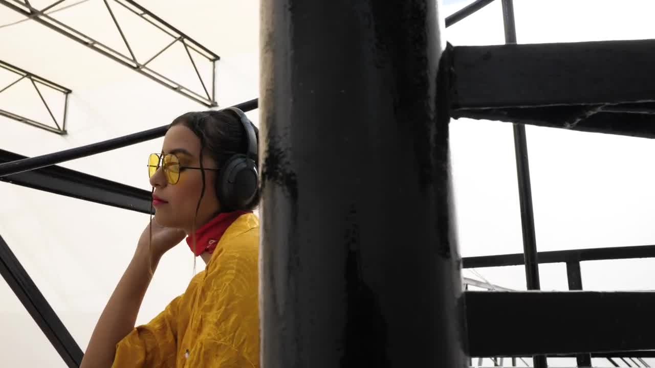 Stock Footage Woman Listening To Urban Music Live Wallpaper Free