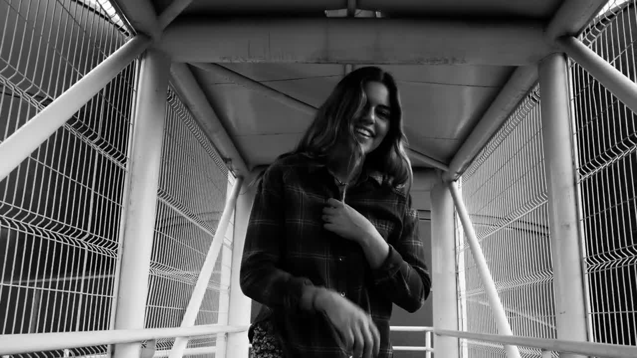 Stock Footage Woman Walking On A Pedestrian Bridge Live Wallpaper Free