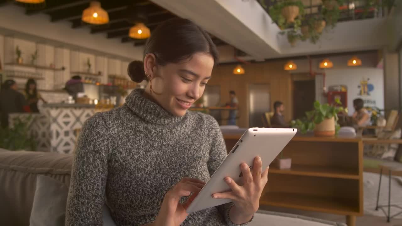 Stock Footage Woman Works On Her Tablet Live Wallpaper Free