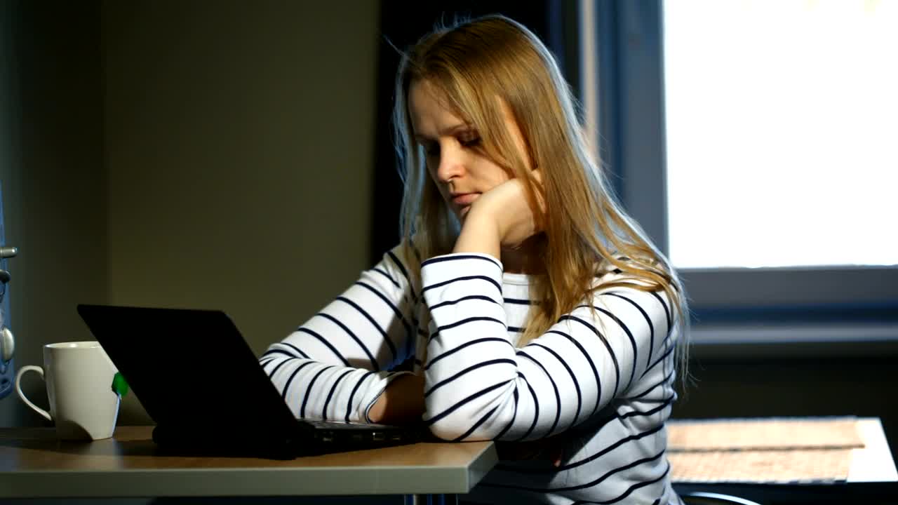 Stock Footage Woman With A Headache Working From Home Live Wallpaper Free