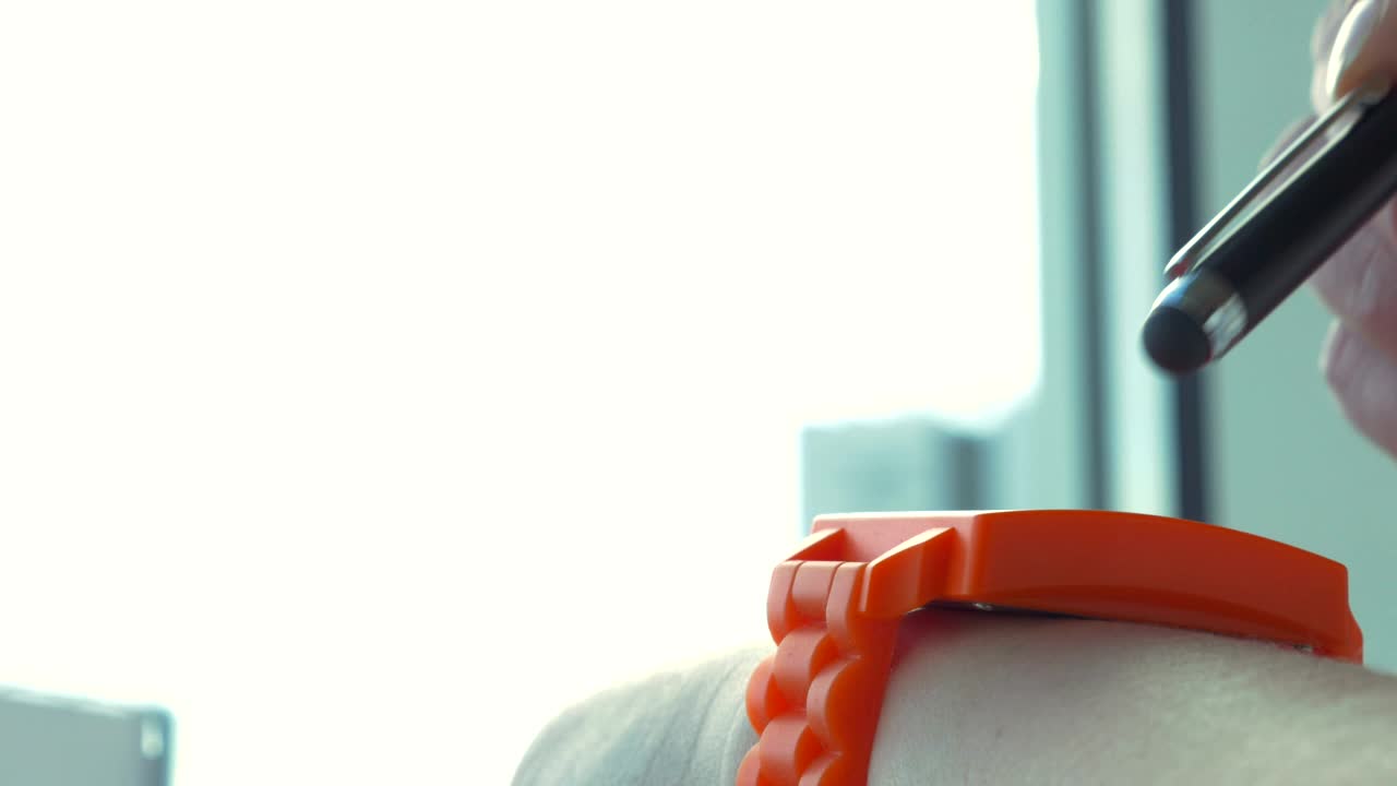 Stock Footage Woman Using Her Digital Watch Live Wallpaper Free