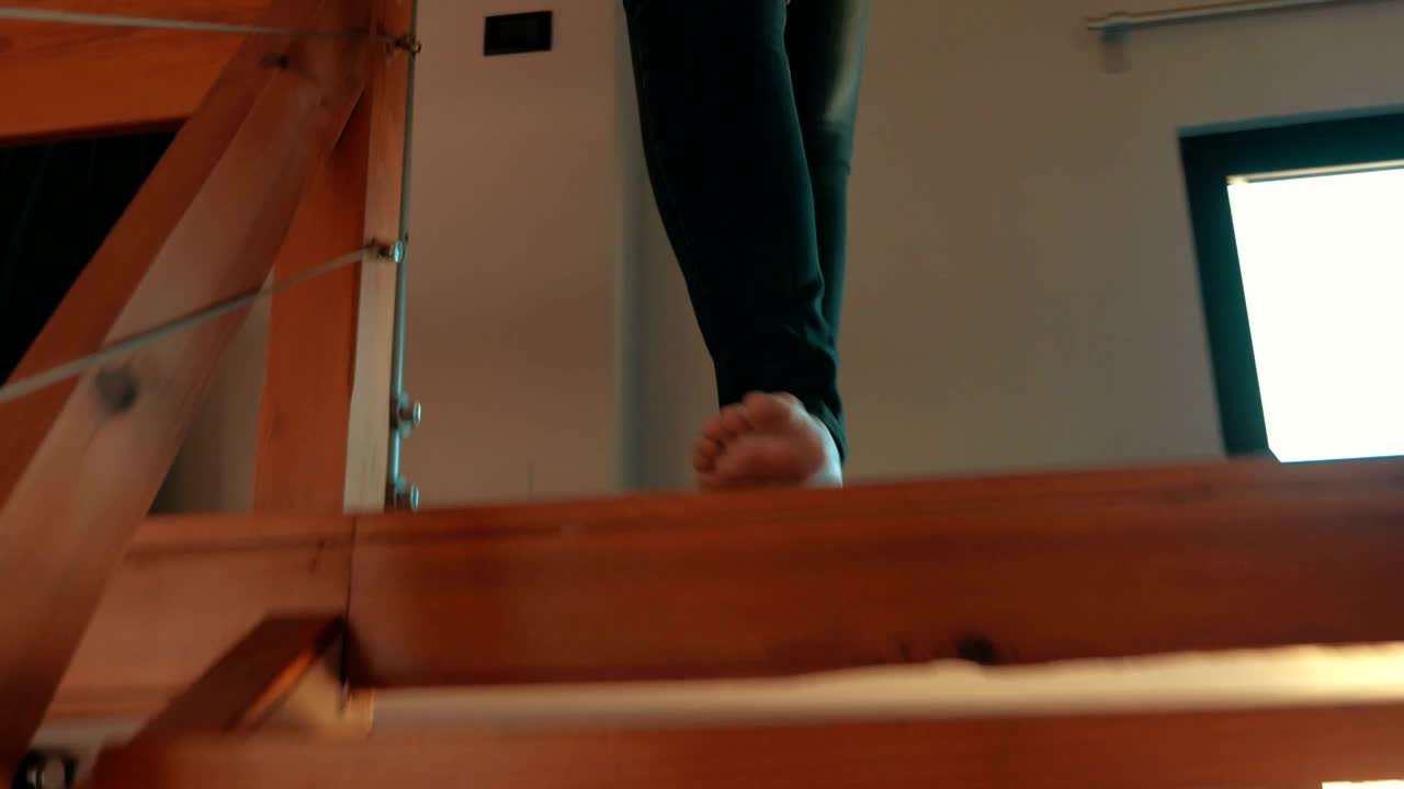Stock Footage Woman Walking Downstairs Quickly Live Wallpaper Free