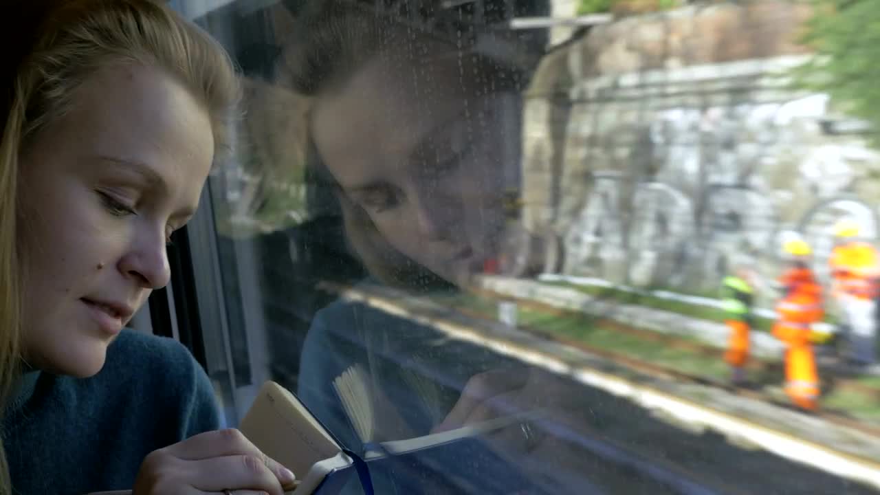 Stock Footage Woman Drawing During A Train Journey Live Wallpaper Free