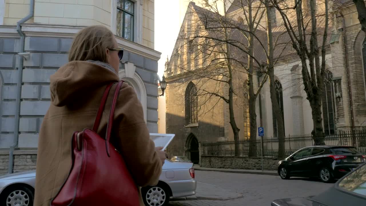 Stock Footage Woman Taking Photos In An Old Part Of Town Live Wallpaper Free