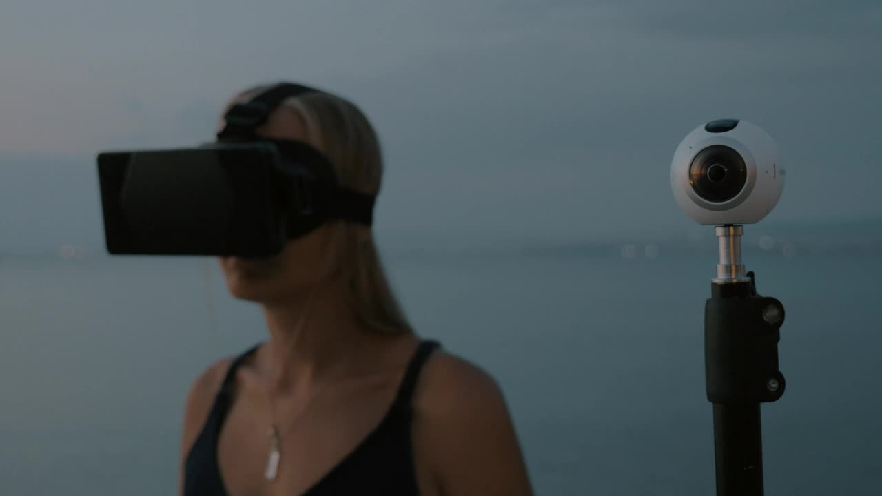 Stock Footage Woman Using Vr And A Camera Live Wallpaper Free