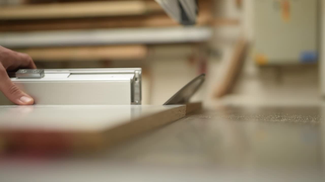 Stock Footage Wood Cutter Cutting A Table Close Up View Live Wallpaper Free