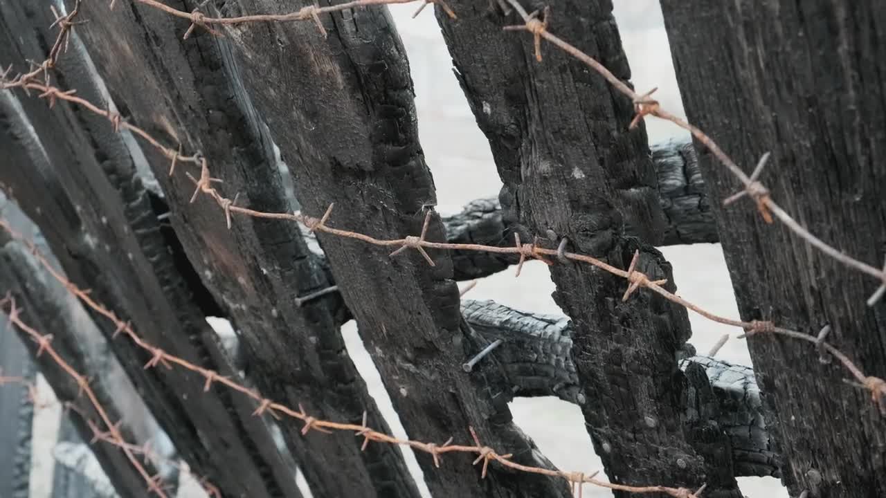 Stock Footage Wooden Fence With Barbed Wire In Detail Live Wallpaper Free