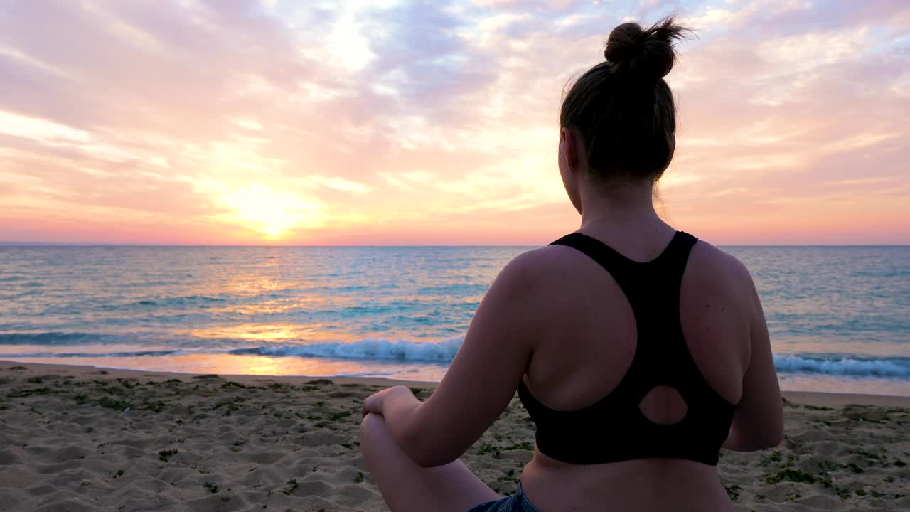Stock Footage Woman Meditating By The Ocean Live Wallpaper Free