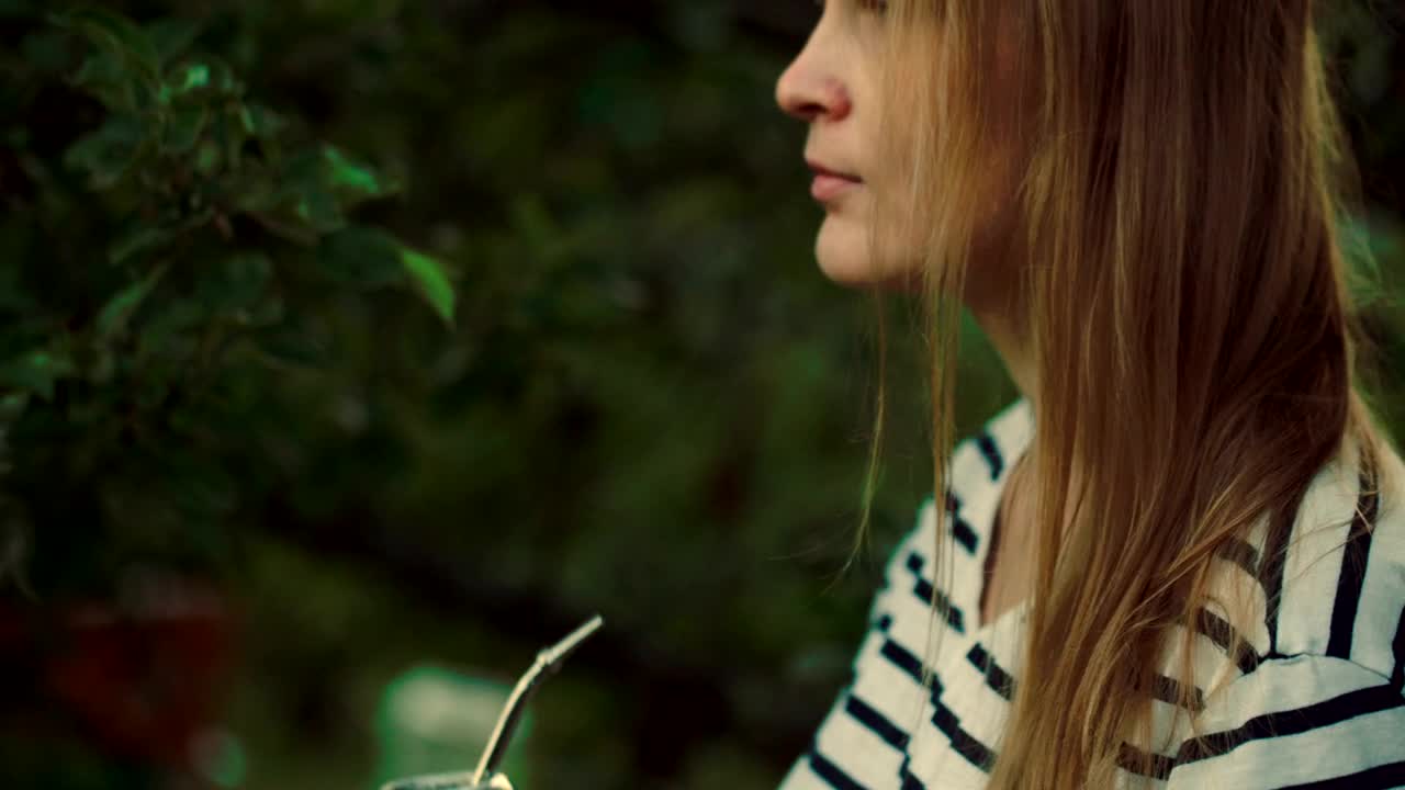 Stock Footage Woman Enjoying A Hot Drink Live Wallpaper Free