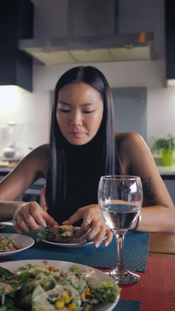 Stock Footage Young Woman Eating A Healthy Lunch Live Wallpaper Free