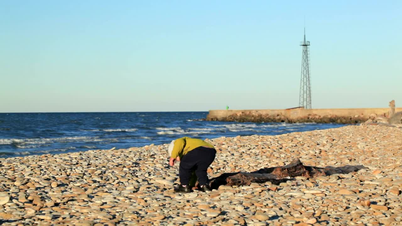 Stock Footage Young Boy Throwing Stones On The Beach Live Wallpaper Free