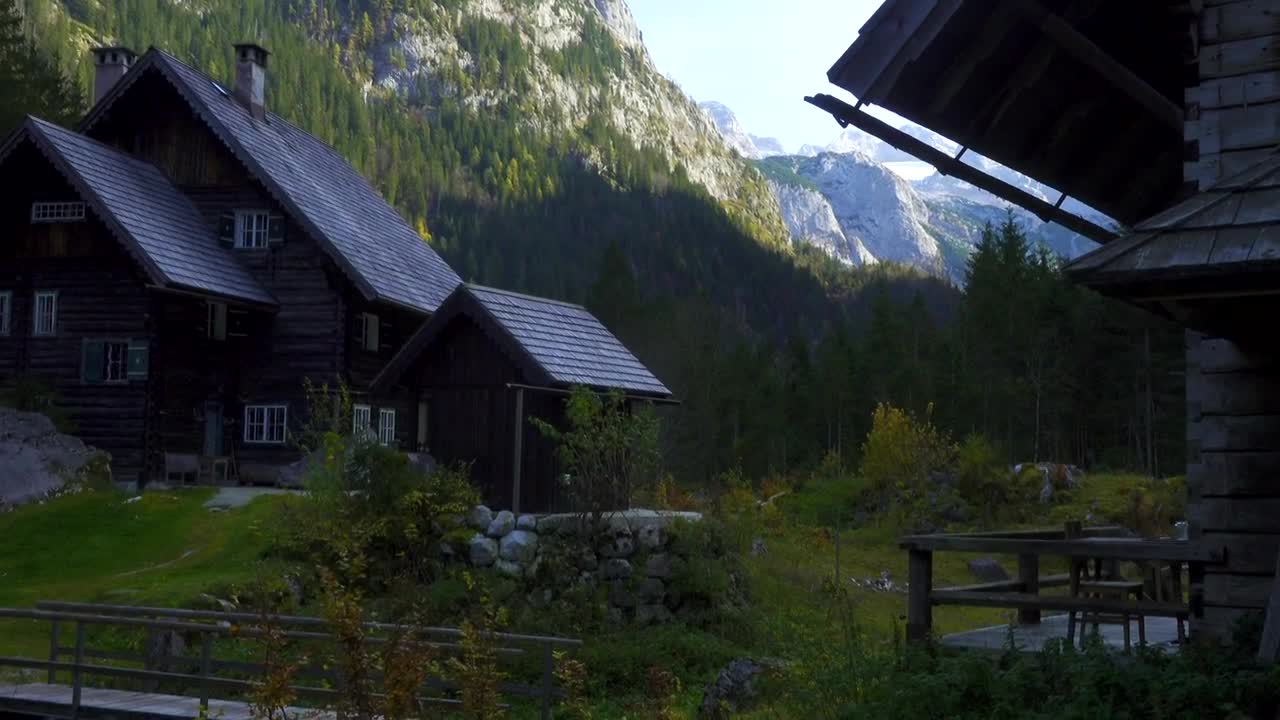 Stock Footage Wooden Rustic Houses In The Mountain Live Wallpaper Free