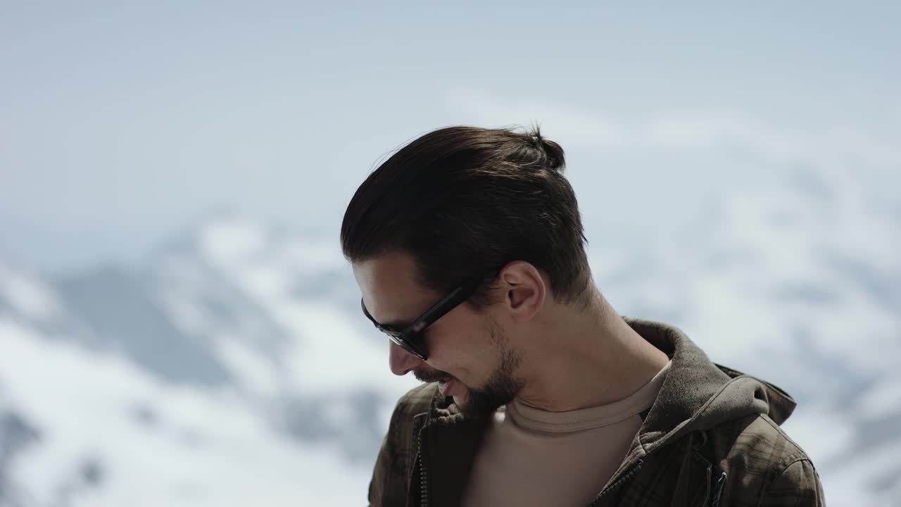 Stock Footage Young Man With Sunglasses On Live Wallpaper Free