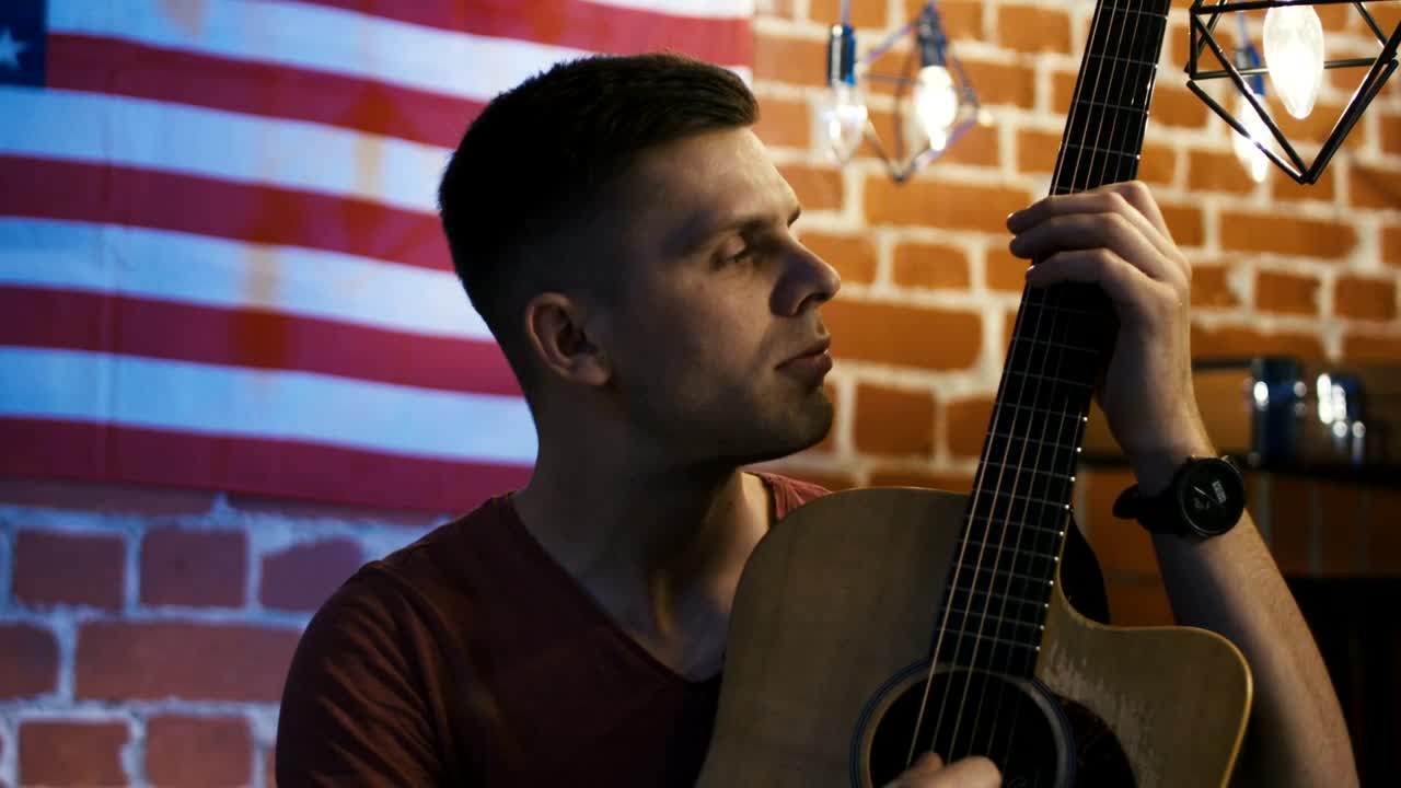 Stock Footage Young Guitarist Portrait Live Wallpaper Free