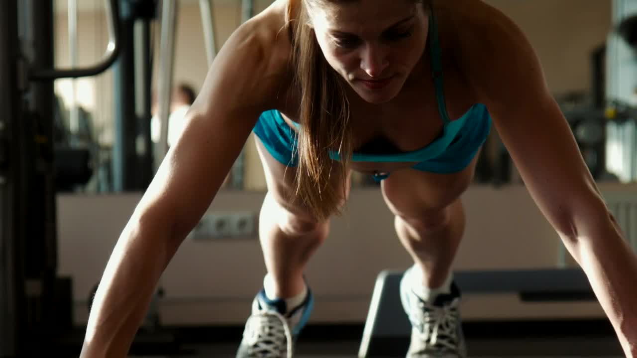 Stock Footage Woman Doing Push Ups In The Gym Live Wallpaper Free