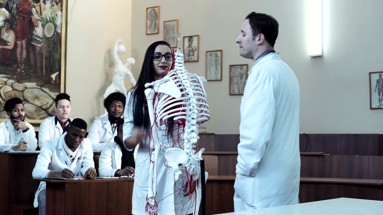Stock Footage Young Woman Student In Anatomy Class Live Wallpaper Free