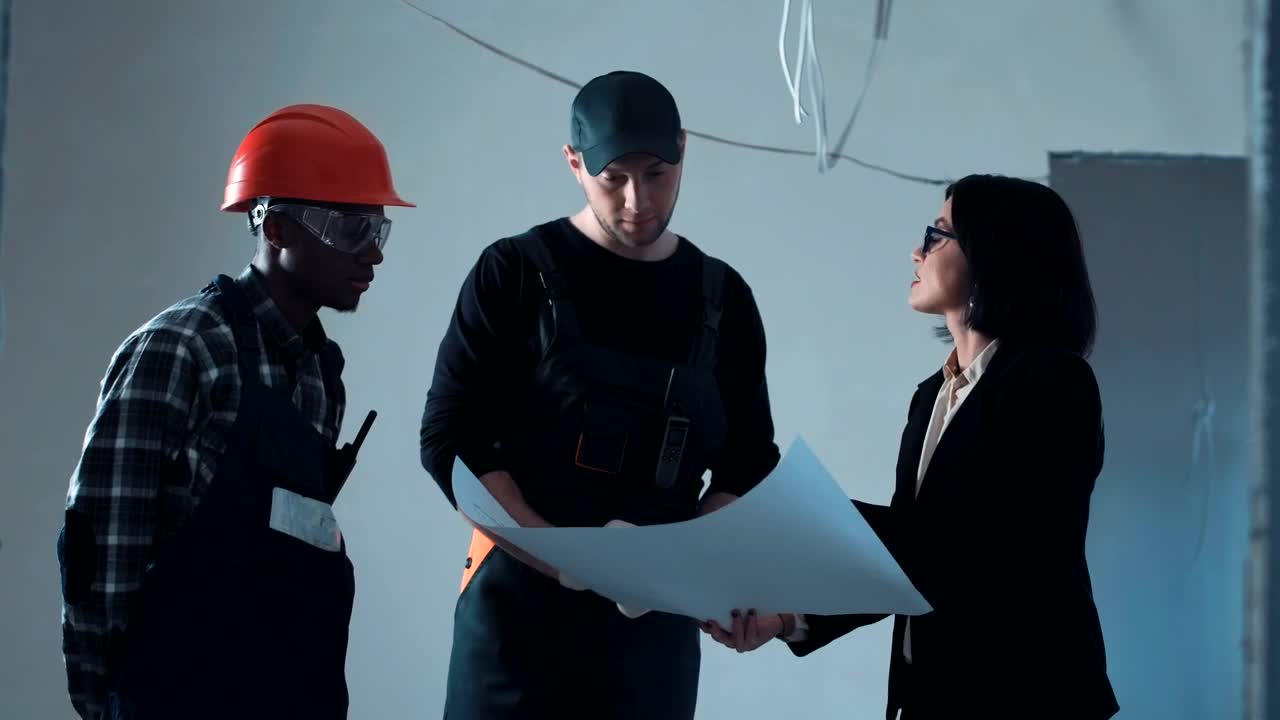 Stock Footage Woman Talks To Builders And Walks Away Live Wallpaper Free