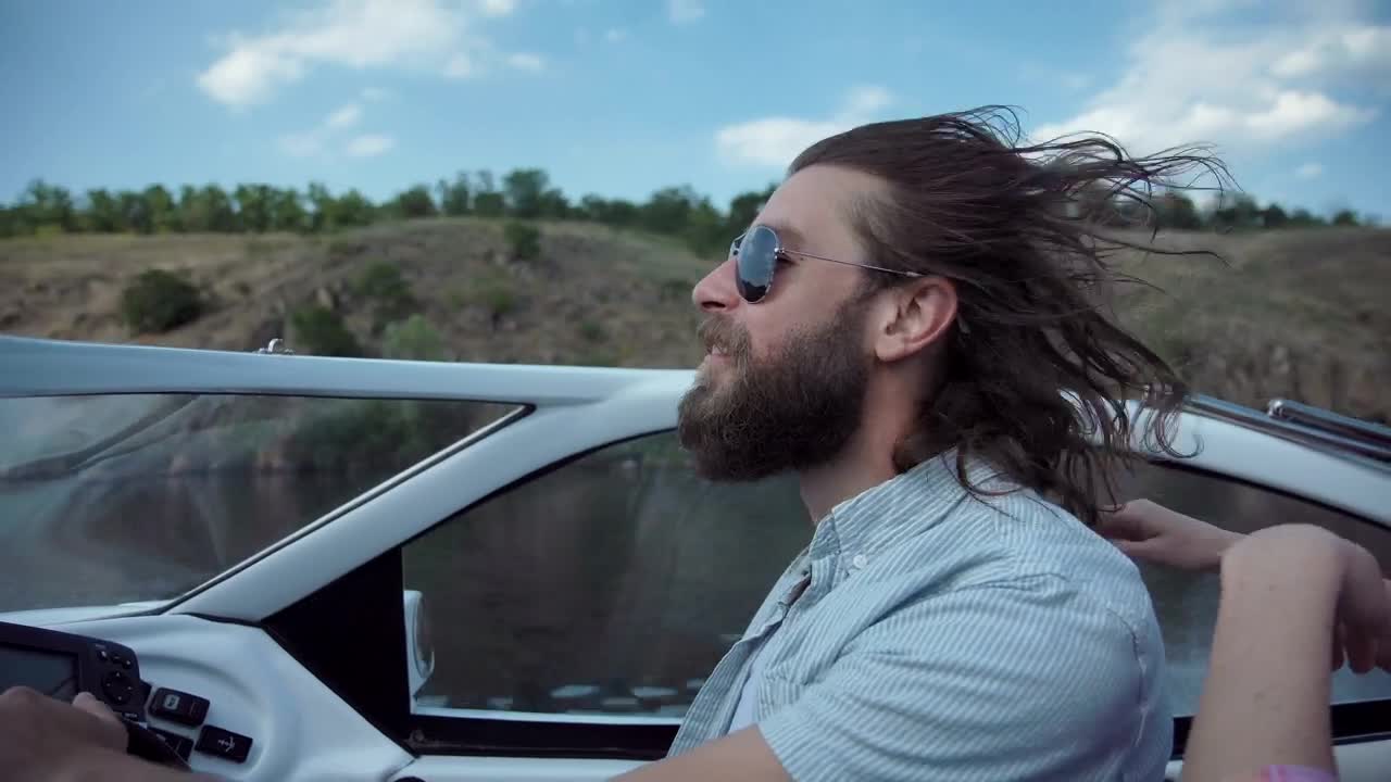 Stock Footage Young Couple On A Speedboat Live Wallpaper Free