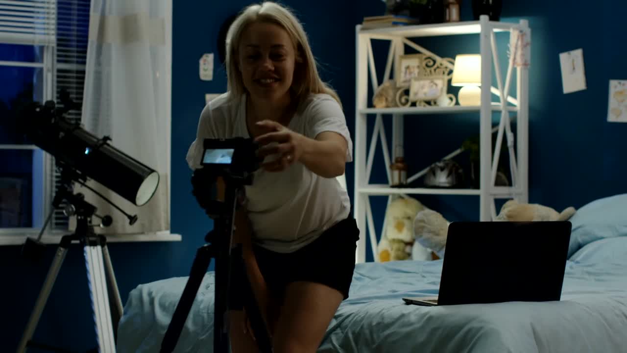 Stock Footage Woman Making Video Her Bedroom For Social Media Live Wallpaper Free
